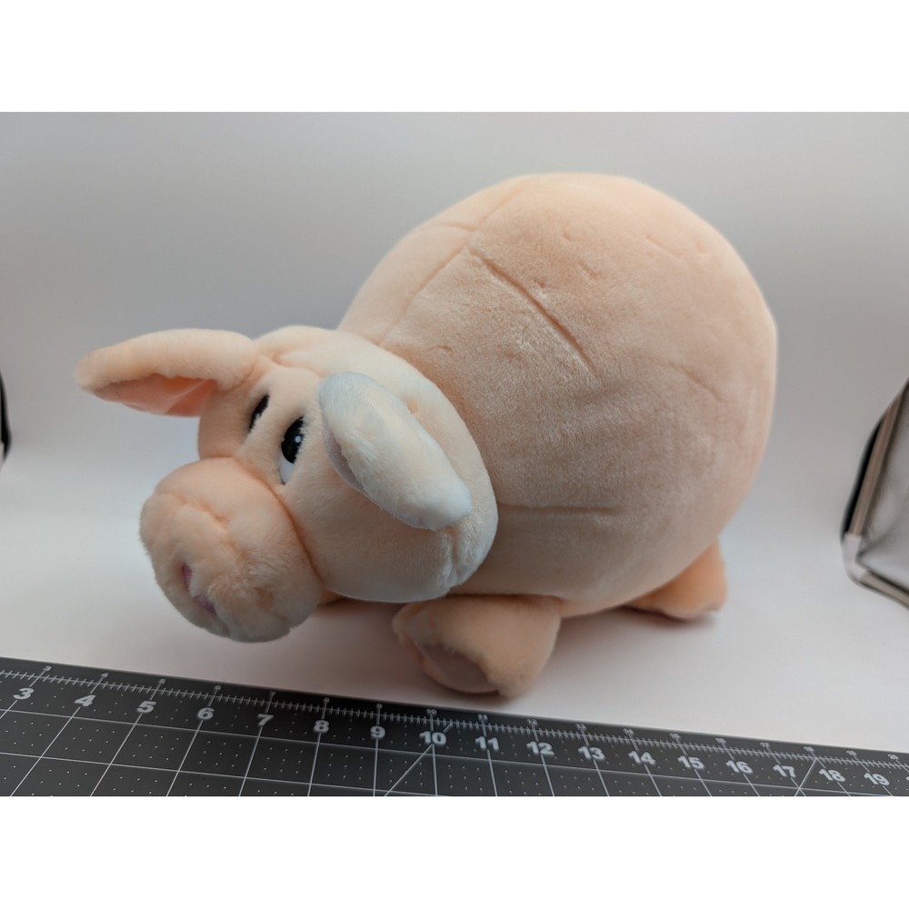 Carlton Cards Pig Plush Peach Pink Round Soft Stuffed Animal Toy Curly Tail